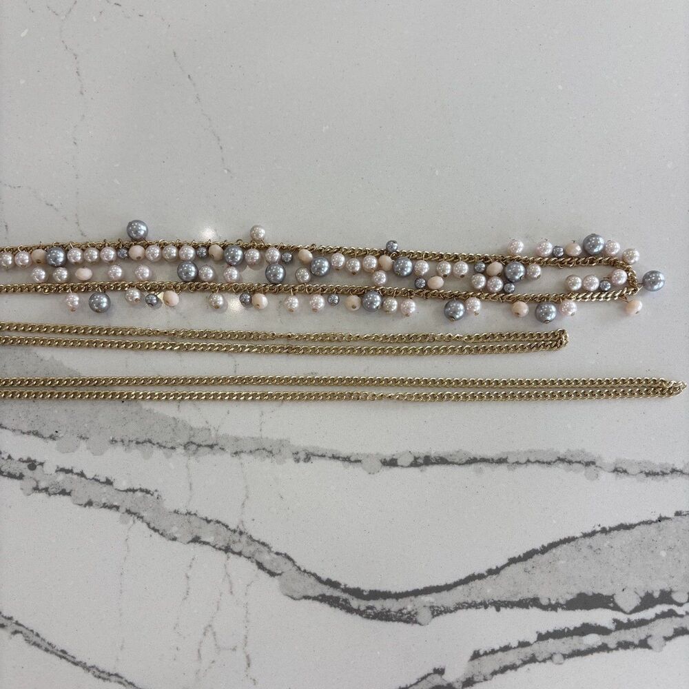 NEW Faux Pearl Beaded Necklace Earring Set Gold Tone Pink NWT Mom Wife Gift Glam - Picture 8 of 8